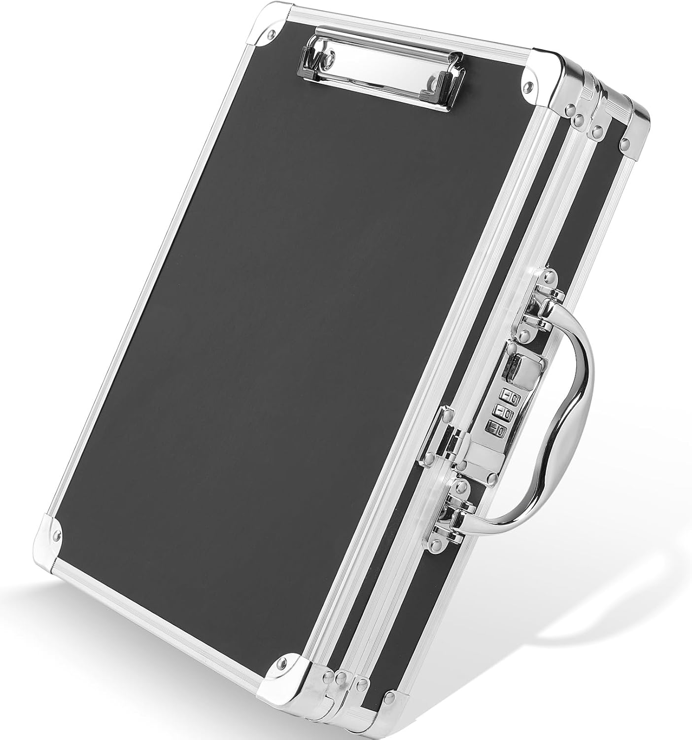Sooez Combination Lock Clipboard with Storage, Heavy Duty Metal Storage Clipboard, Aluminum Locking Case Box with Handle - Holds Letter Size Paper, Organizer 12.6 x 9.6 inch