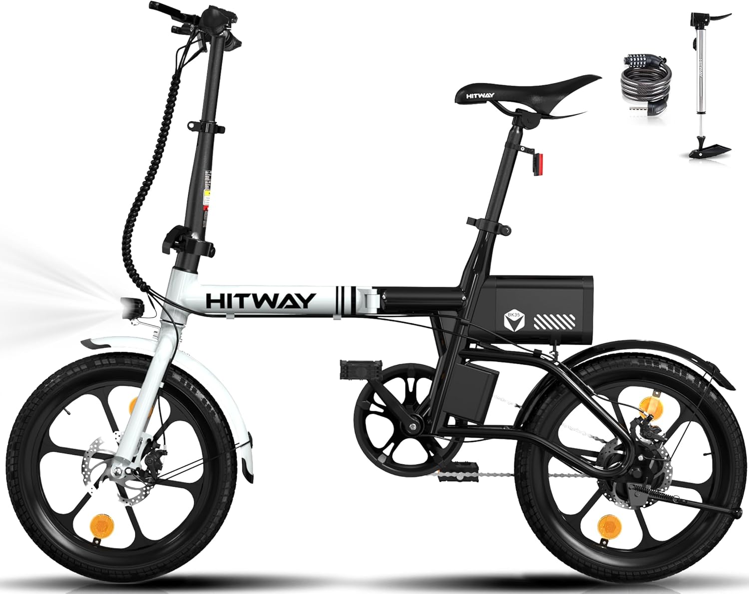 HITWAY BK35 Folding Electric Bike, 16 inch E Bike 250W City E-Bike Max.Range 25-60KM