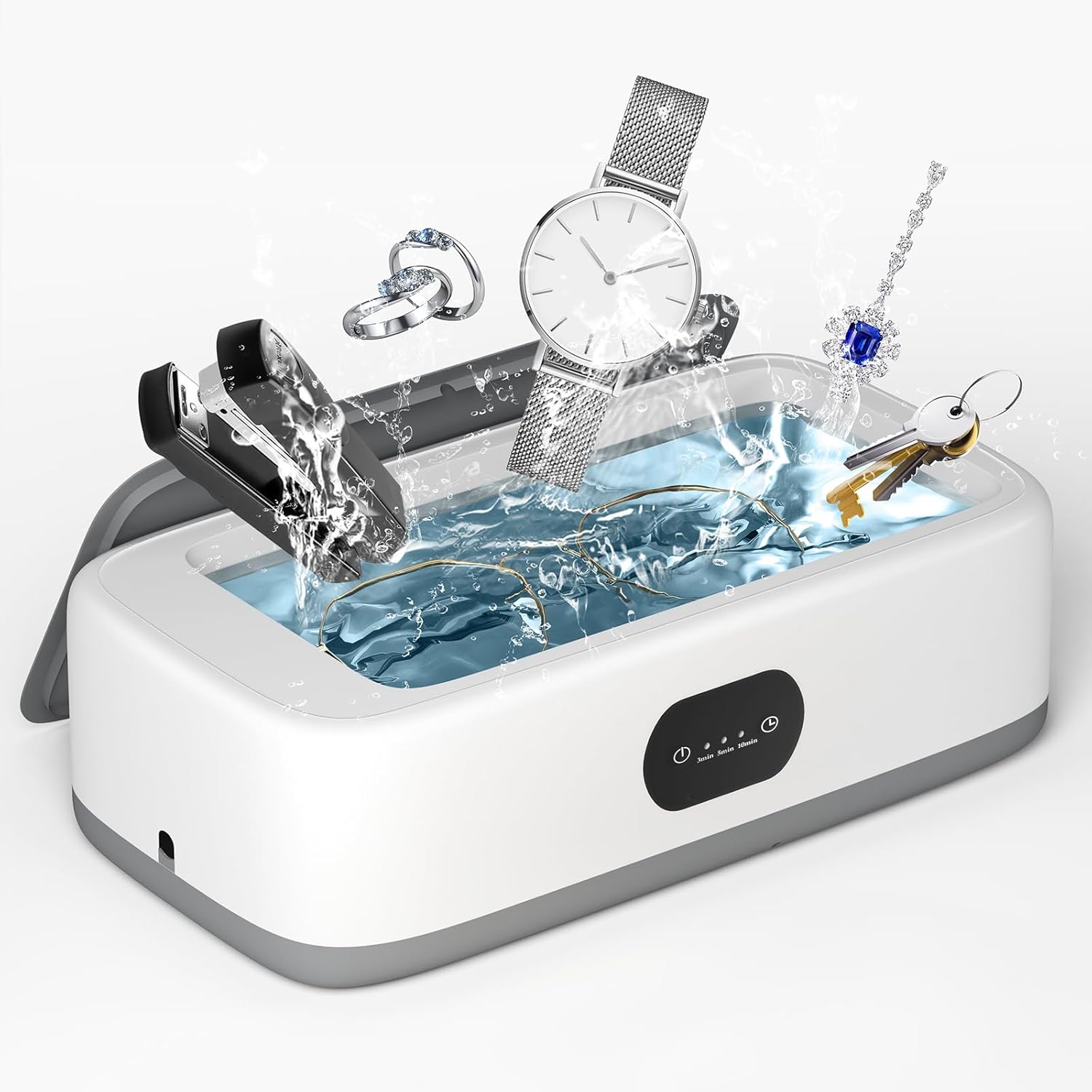 Ultrasonic Jewelry Cleaner, Ultrasonic Cleaner with 3 Modes Digital Timer, 45KHz(640ml) Portable Professional, Ultrasonic Cleaner Machine for Eye Glasses, Jewelry, Dentures, Makeup Brush