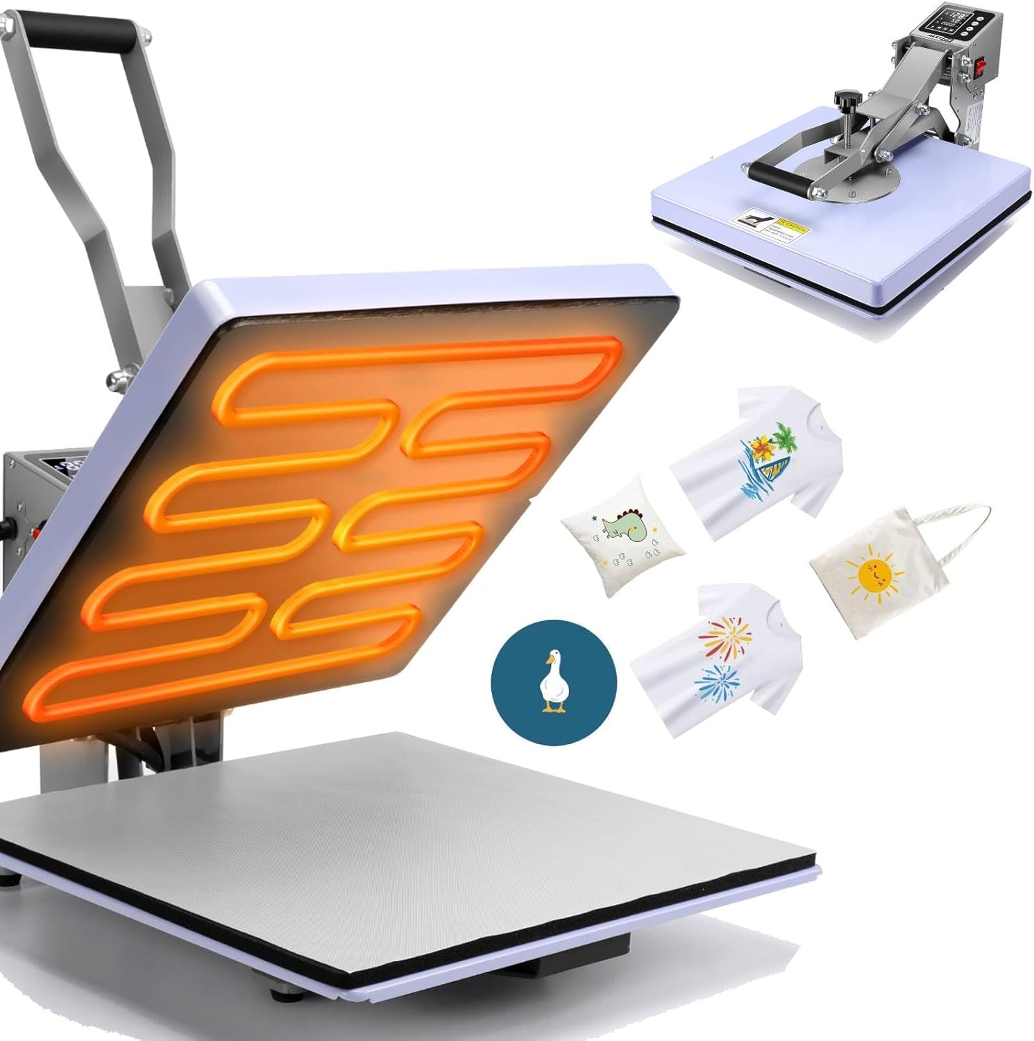 WHUBEFY Heat Press Machine for Tshirts, 15x15 Heat Press Machine Sublimation Shirt Printing Transfer Press with Anti-Scald Design - Professional (15x15 Purple)