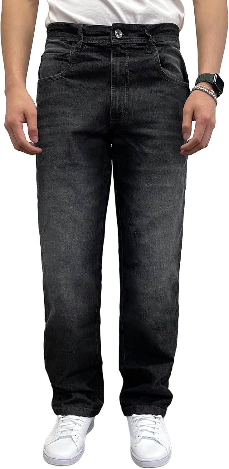 Southpole Men's Mid Rise Stretchable Straight Relaxed Fit Cross Hatch Denim Pants
