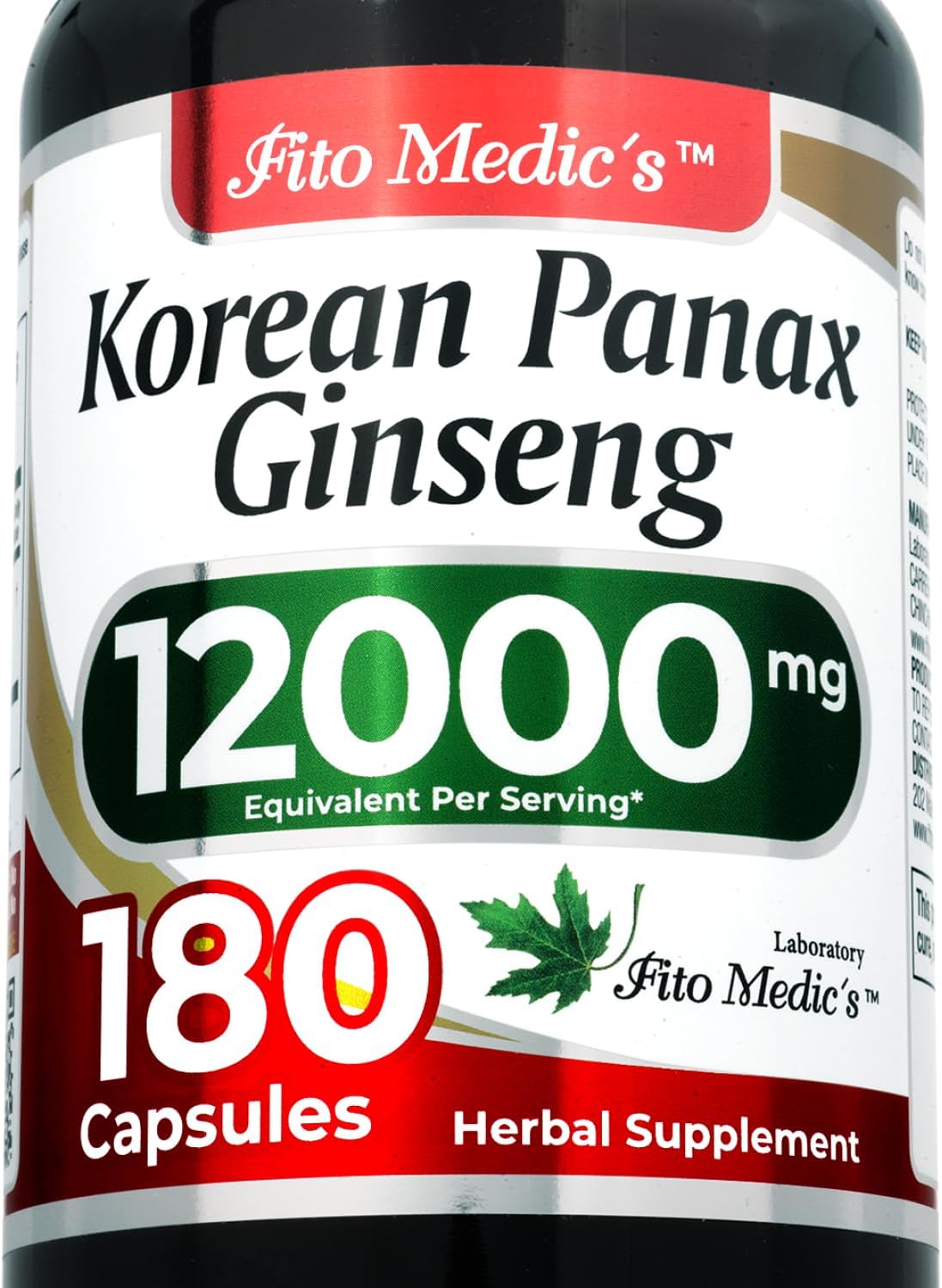 FITO MEDIC'S Korean Ginseng Root | Panax Ginseng Capsules | 180 Capsules | Concentrated Extract | Highly Absorbable Herbal Supplement