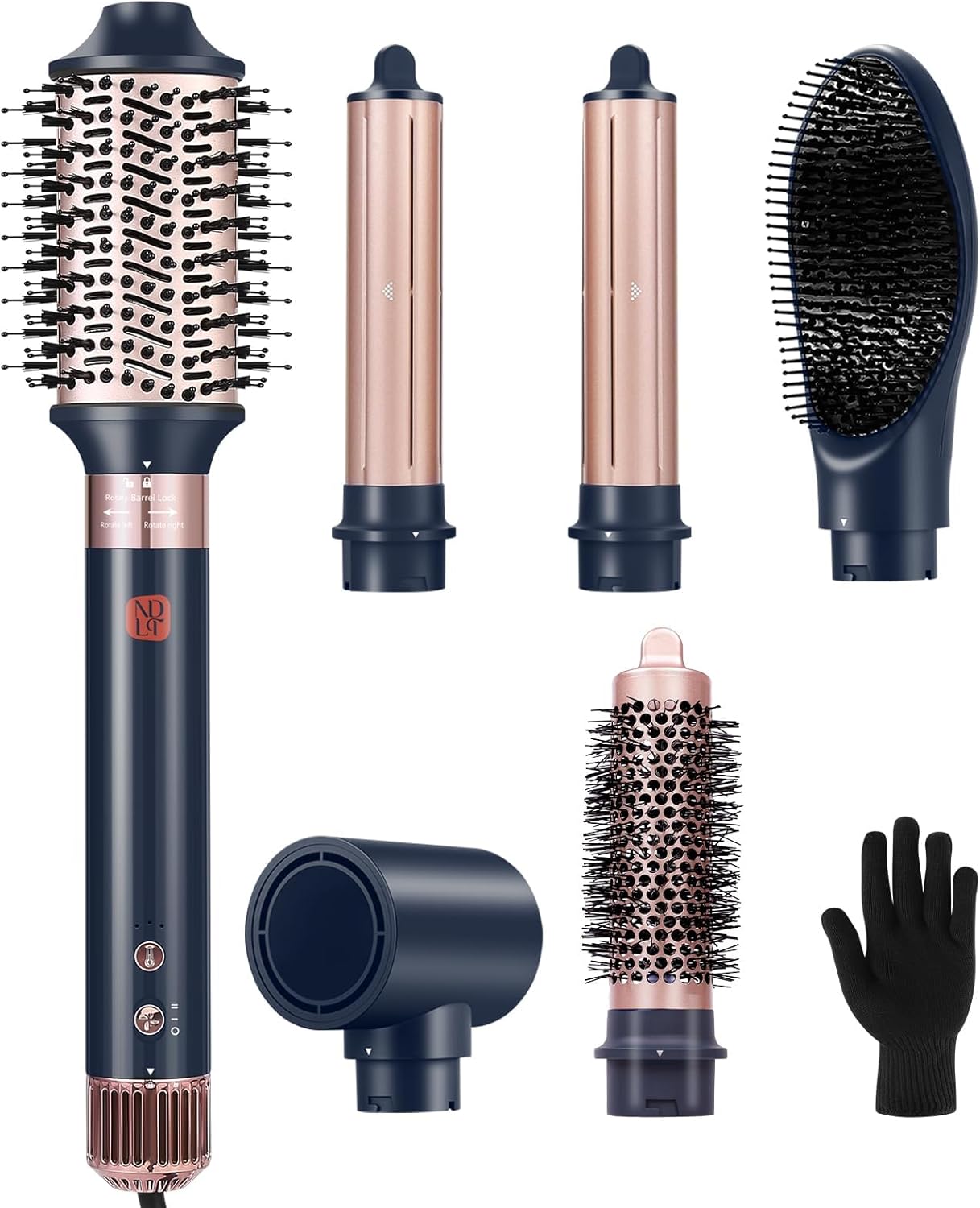 6 in 1 Flexstyle Hair Styler, NDLTER High Concentration of Negative Ions Hair Dryer, Blow Dryer Brush, Straightening Brush, Curling lron, Round Brush for Fast Drying Curling Straightening & Smoothing
