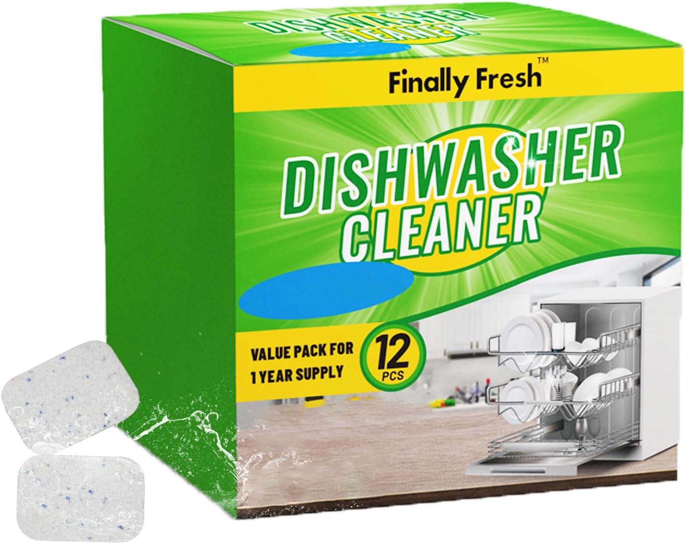 Finally Fresh Dishwasher Cleaner Tablets, 12 Count