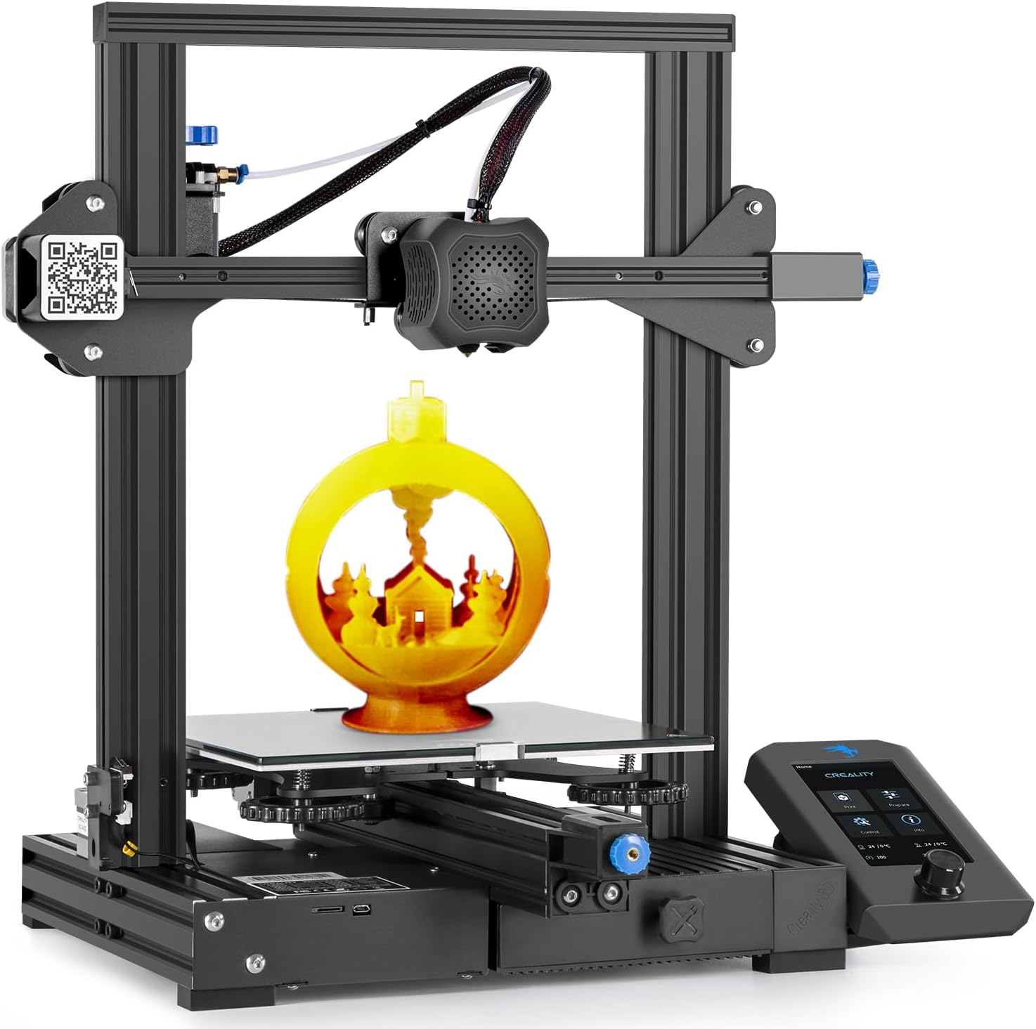 Official Creality Ender 3 V2 Upgraded 3D Printer with Silent Motherboard Branded Power Supply Carborundum Glass Platform Resume Printing Function, DIY 3D Printers Printing Size 8.66x8.66x9.84 inch