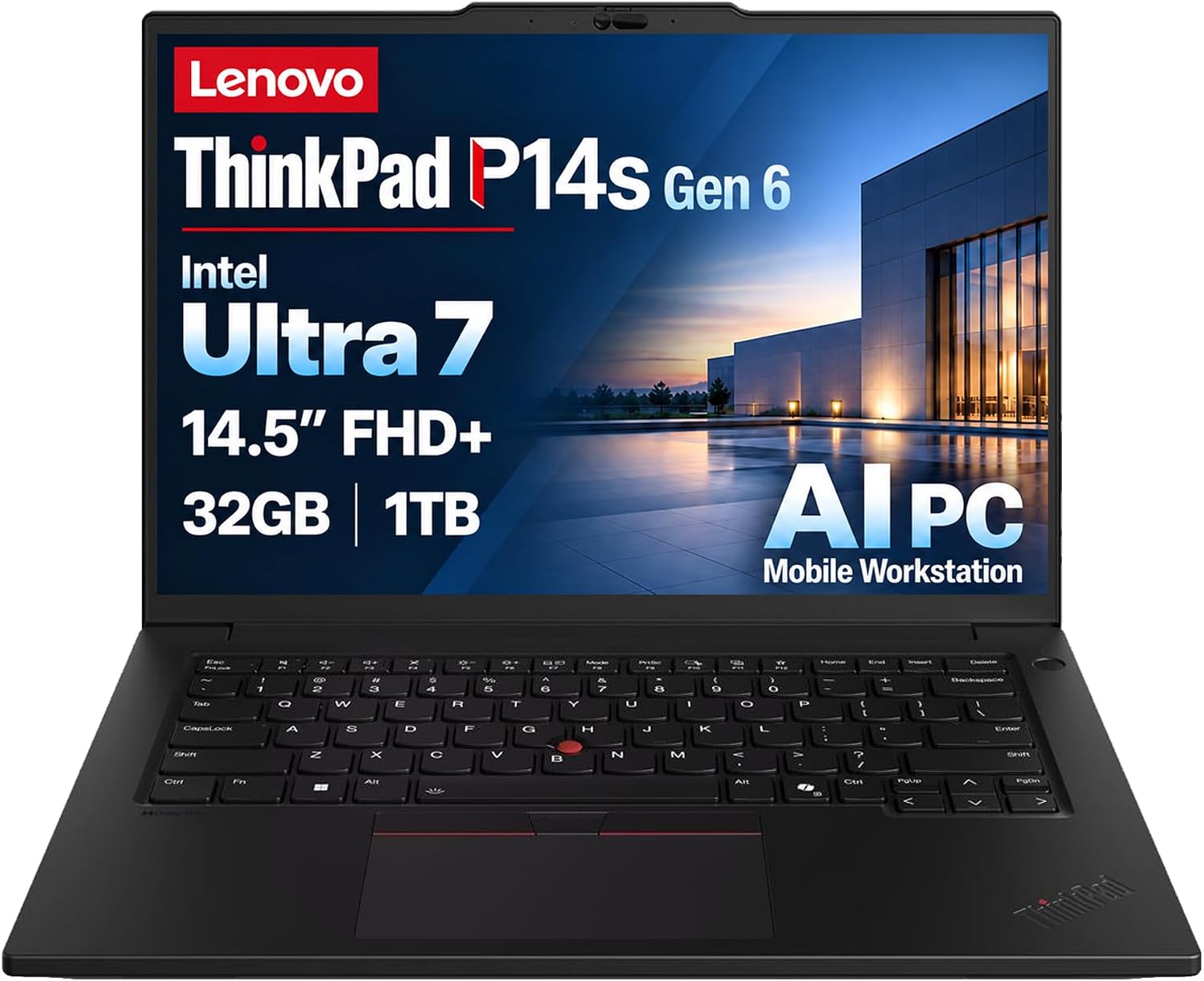Lenovo ThinkPad P14s Gen 6 Business Laptop (14.5" FHD+, Anti-Glare, Ultra 7 255H, 32GB DDR5, 1TB SSD), Mobile Workstation AI PC, 2x Thunderbolt 4, Backlit, Fingerprint, IR Webacm, Wi-Fi 7, Win 11 Pro