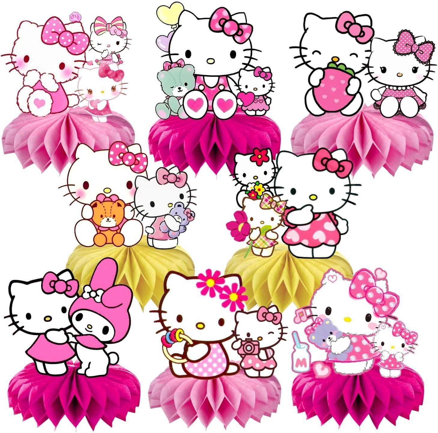8 Pcs Cute Party Decorations, Cartoon Honeycomb Centerpieces for Birthday Party, 3D Table Decorations Party Supplies