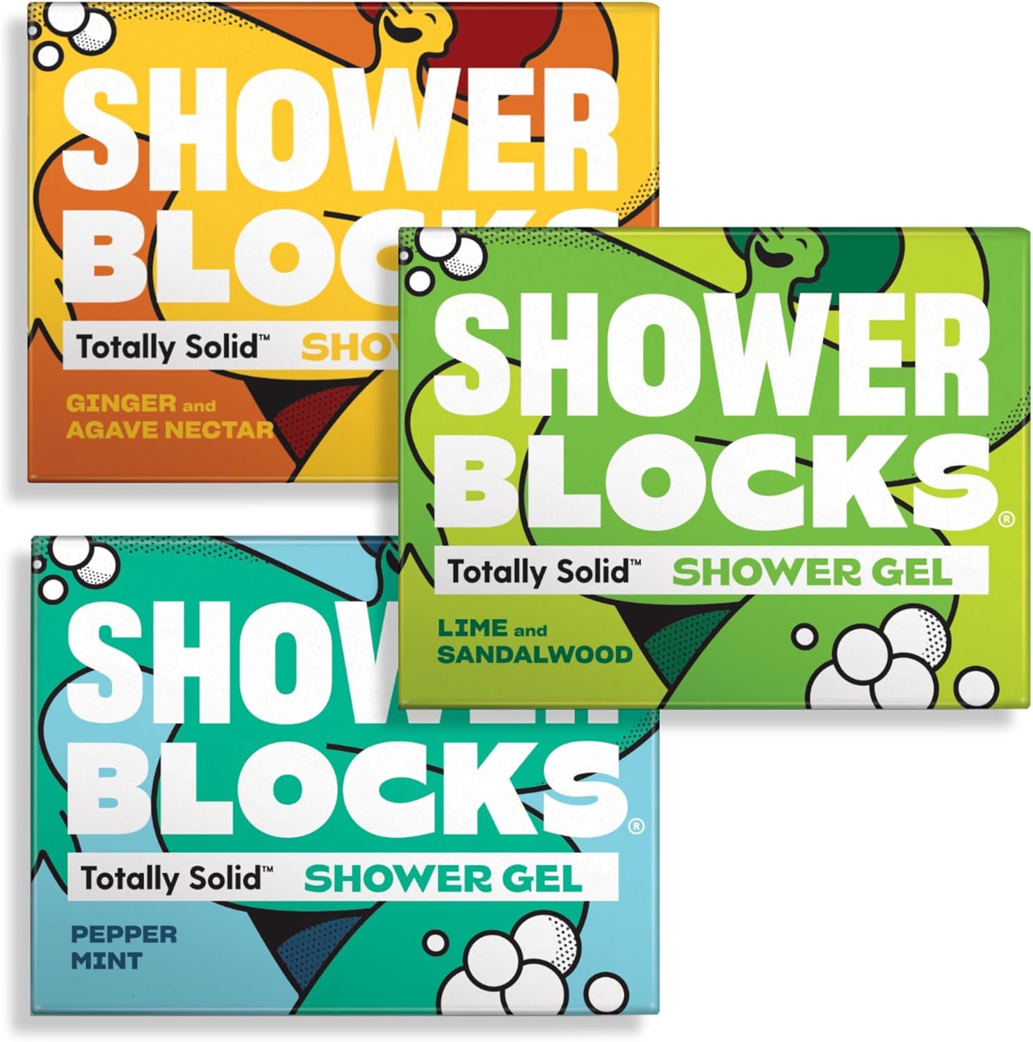 Shower Blocks - Mixed 3 Pack Solid Shower Gels: Mens Edit - Plastic, Cruelty and Paraben Free | Vegan | Moisturising Body Soap For The Shower