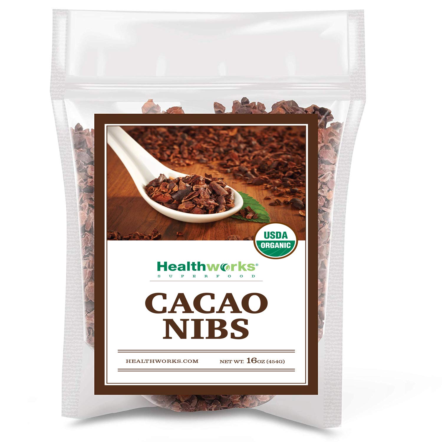 Healthworks Superfoods Cacao Nibs Organic - 16 Oz / 1 Lb - Criollo Bean - Raw Unsweetened Chocolate Substitute - Certified Organic - Keto, Vegan & Non-GMO - Antioxidant