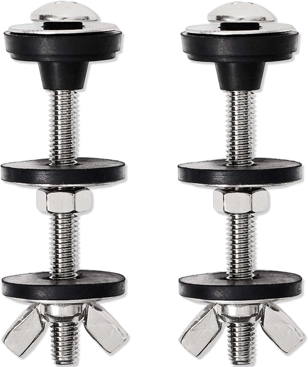 2PCS M6 Universal Toilet Tank to Bowl Bolts Kit, Heavy Duty Stainless Steel Toilet Seat Bolts, Easy to Install