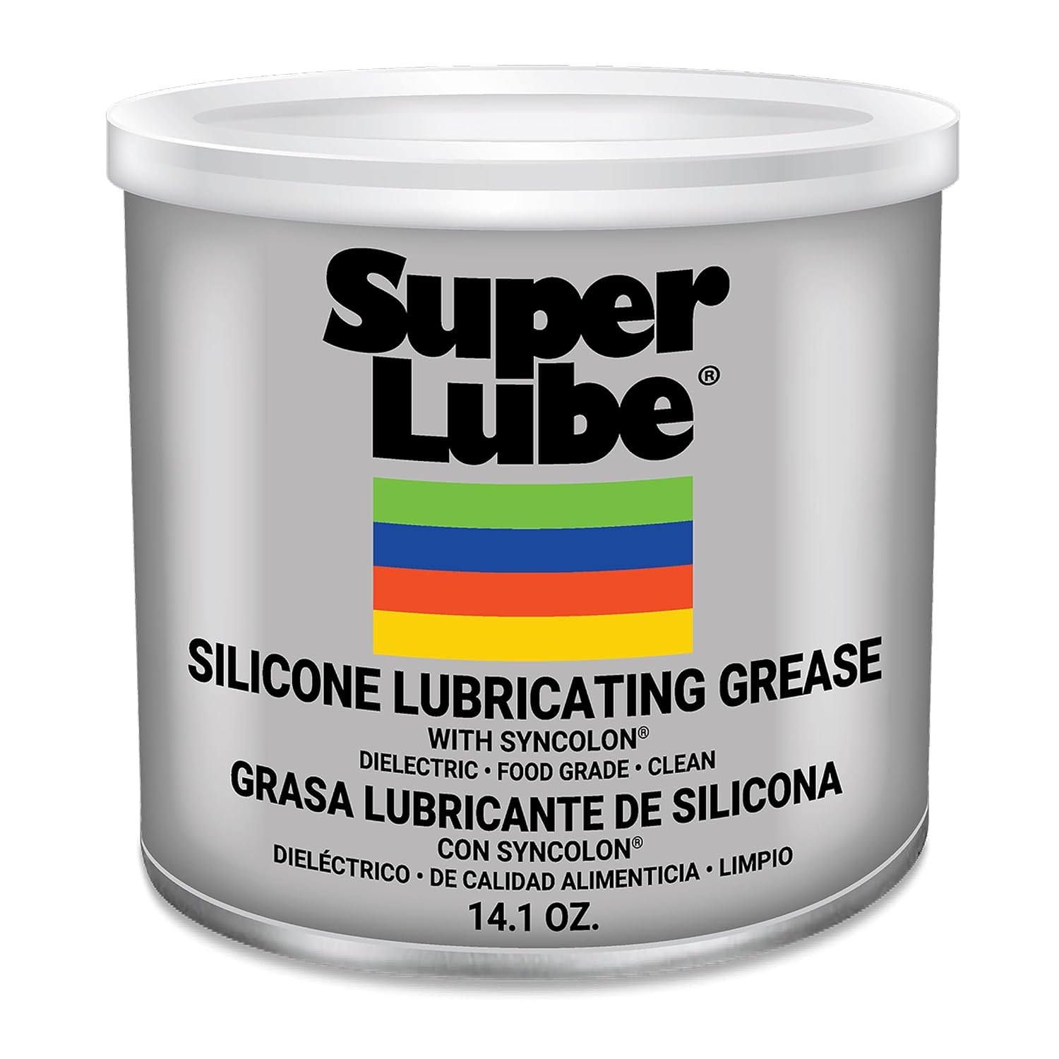 Super Lube Silicone Lubricating Grease w/Syncolon - Waterproof, All Purpose Food-Grade Grease - Rust Protection - Automotive & Industrial Maintenance - Translucent White - Canister - 14.1 oz (92016)