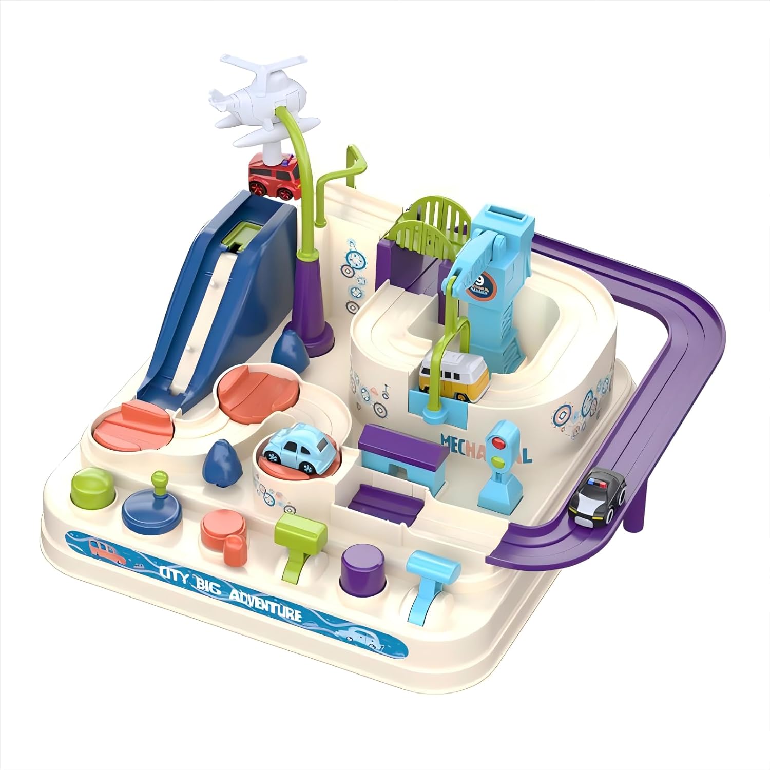 TGXLAK Kids Car Race Track - Car Adventure Toys with 4 Vehicles, Preschool Educational & Interactive Toy Gifts for 3-5 Year Old Boys & Girls