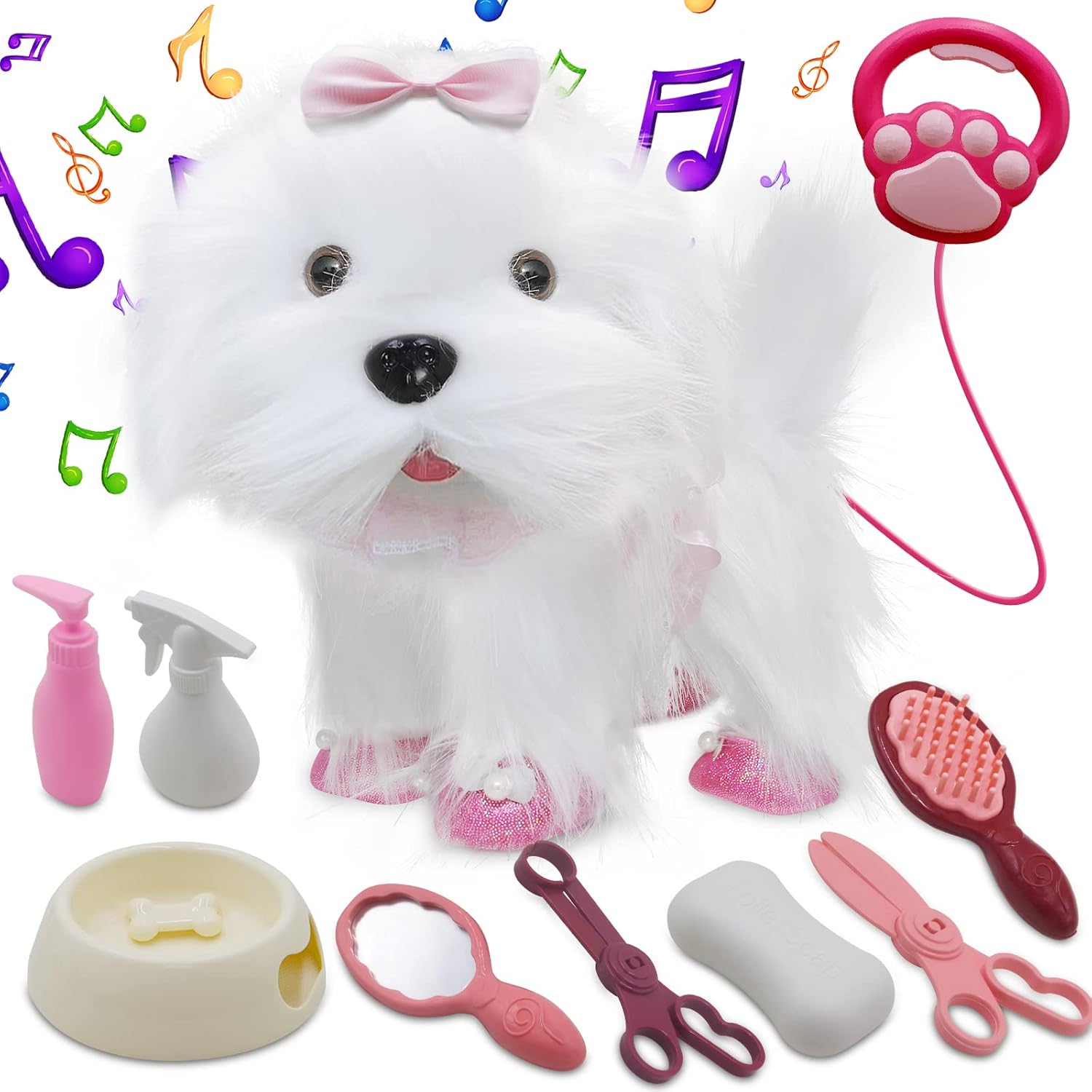 Jaydear Electronic Dog Toy Age 3+ for Kids, Plush Puppy Interactive Toy -Walks/Barks/Shake Tail/Talk, Stuffed Animals Cute Dog Toys Soft Gift for Christmas, Easter, Birthday, White