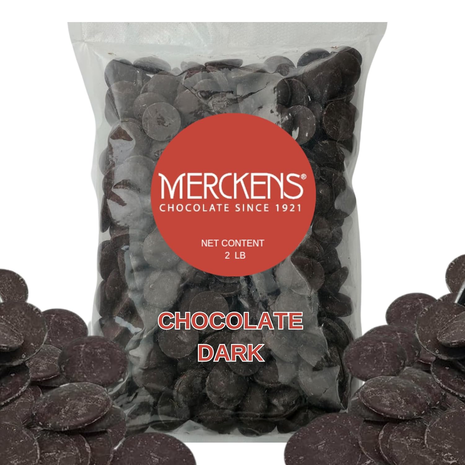 Merckens Dark Chocolate Melting Wafers 2LB – Smooth and Creamy, Perfect for Dipping, Baking, Candy Making, and Decorating Desserts – Ideal for Fountains, Coating, and Molded Chocolates 2 Pound. ( Dark Chocolate)