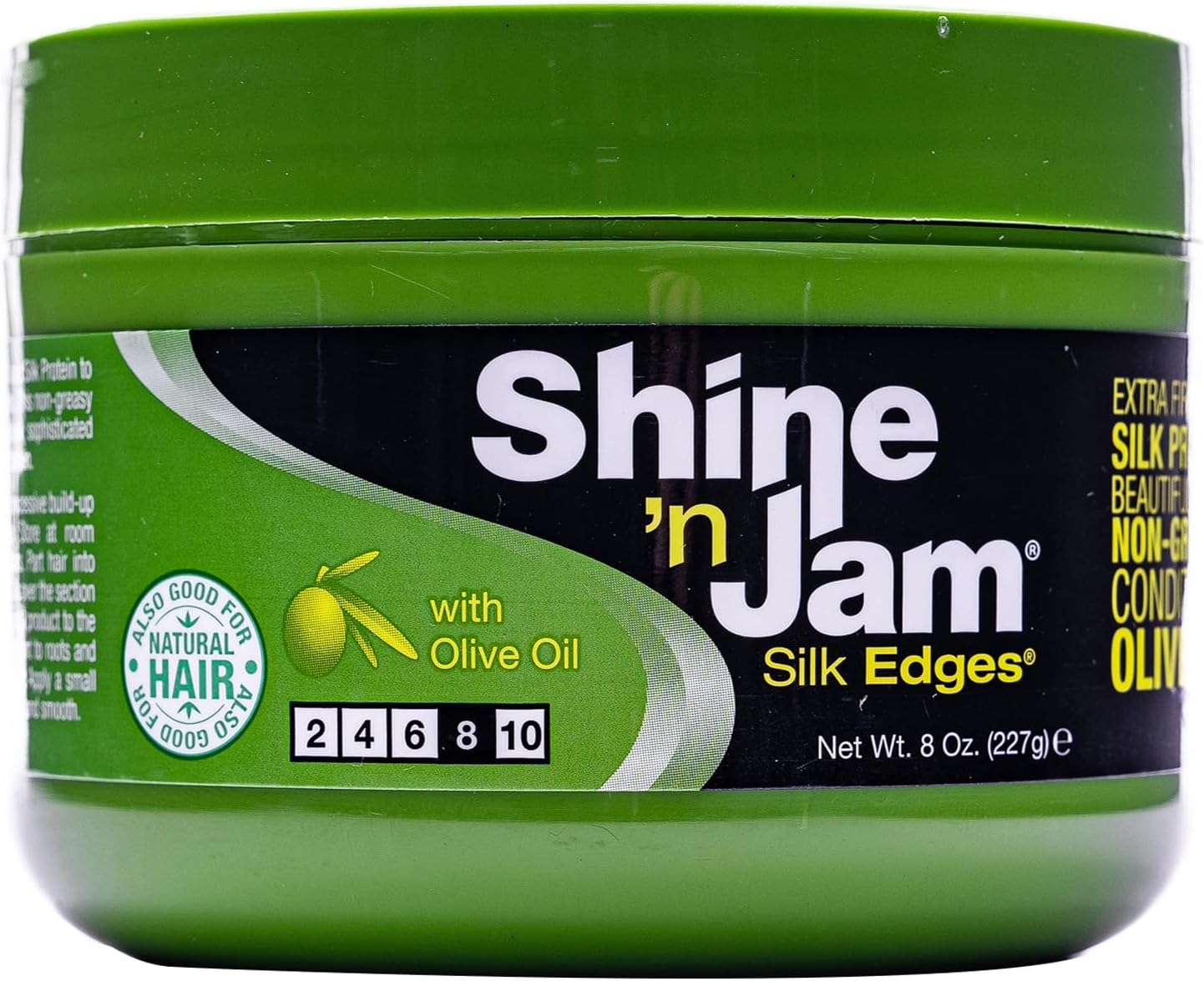 Ampro Shine 'N Jam Silk Edges With Olive Oil - Salon Size 8oz (227g)