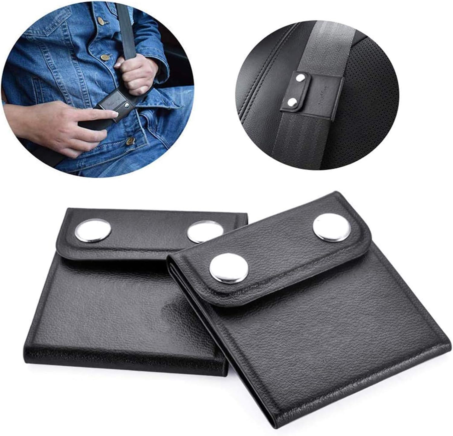 Newseego Seat Belt Adjuster, Comfort Universal Belt Strap Safety Shoulder, Neck Universal Comfort Positioner Locking Clips, Vehicle Car Seat Belt Safety Covers - Black