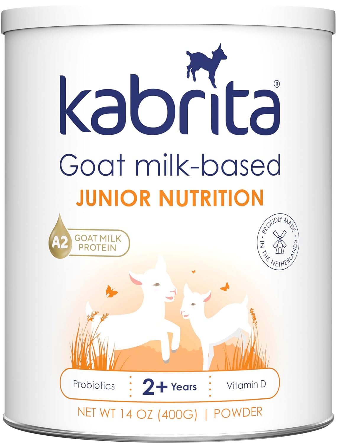 Kabrita Junior Goat Milk Powder for Kids - Easy to Digest Powdered Goat Milk Ages 2-7 - Immunity Boosting Containing Vitamin C, D, E, Protein & Calcium - Non-GMO Gentle on Sensitive Tummies - 14Oz