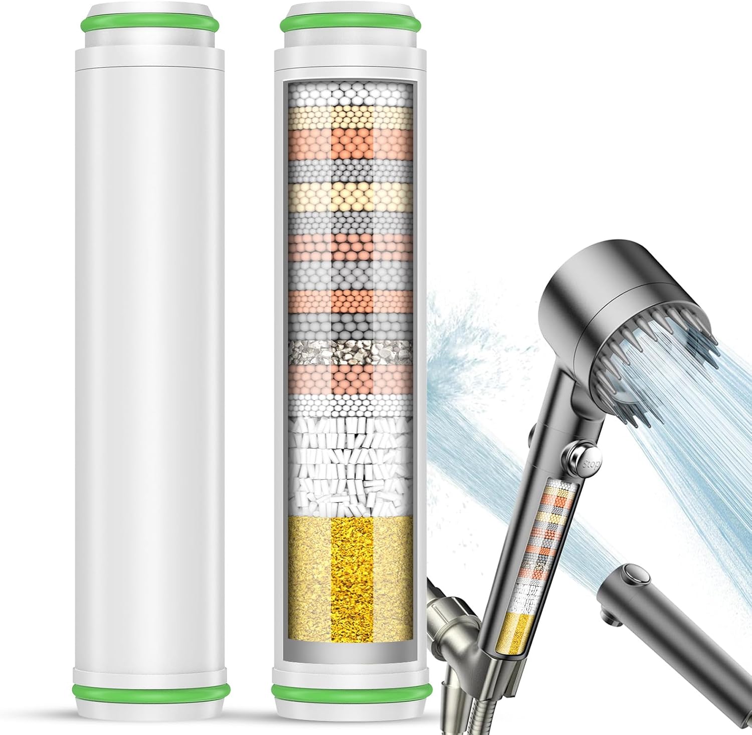 PWERAN Shower Filter, 2 Pack Shower Head Filter for Hard Water