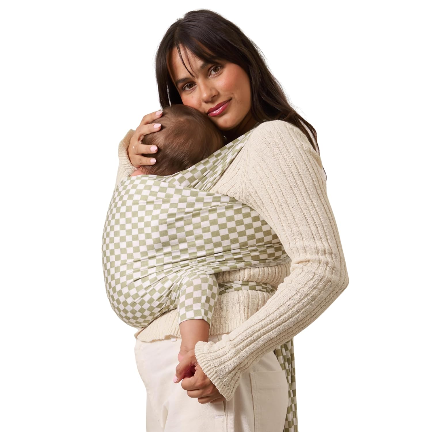 Solly Baby Wrap, Newborn to Toddler Baby Carrier (8-25 Lbs), Sage Chequer