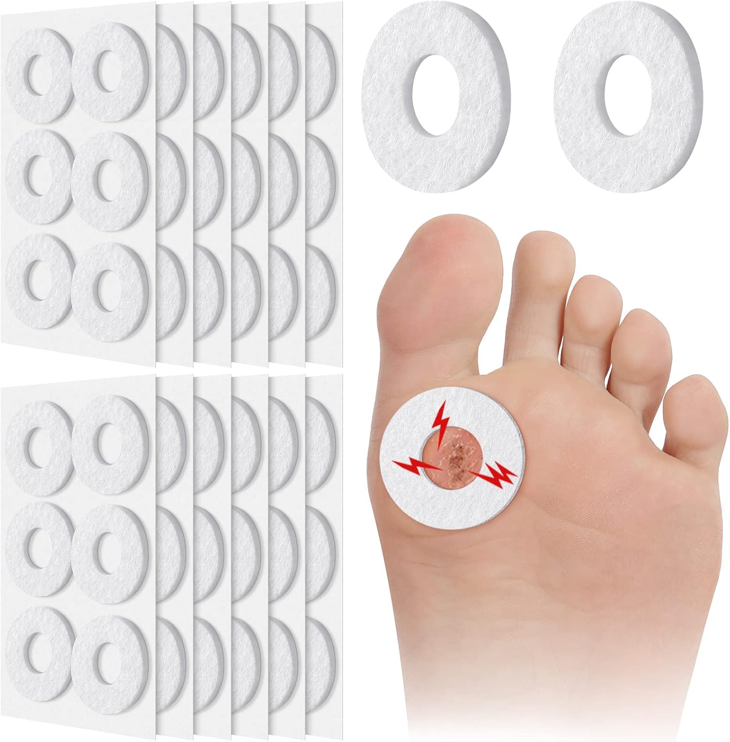 Nuanchu 72 Pcs Callus Cushions Callus Pads for Bottom of Foot Round Corn Cushions Pads for Feet Soft Adhesive Felt Corn for Ball and Side of Foot, Pain Relief from Shoe