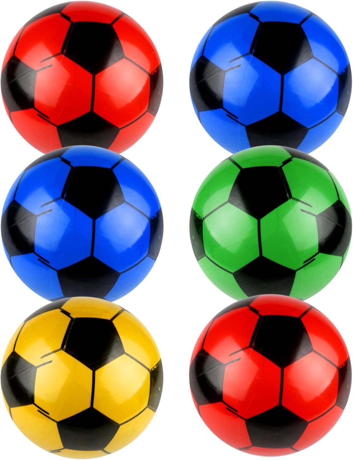 (Pack of 6) PVC Plastic football for Kids, Indoor Outdoor Play Beach, Home,Birthday, Park,School Fun Fair, Swimming Pool,& Parties Soccer Shoot toy balls Lightweight Adjustable Inflatable Random Color