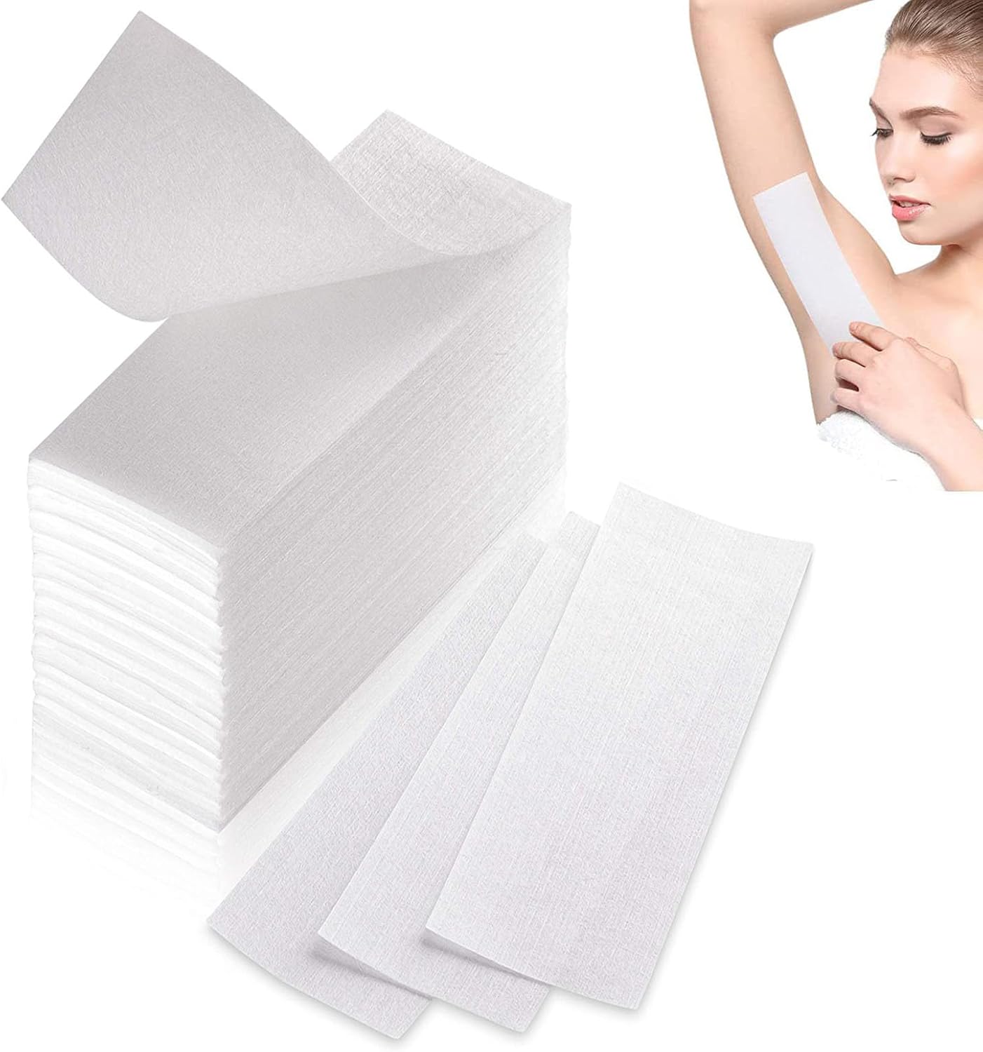 400 Pcs Non-Woven Wax Strips for Hair Removal, 22x7cm / 8.5x3in Waxing Paper, Tear-Resistant & Skin-Friendly Fabric Strips for Arms, Legs, Face, Underarms & Bikini, Gentle & Effective Body Care
