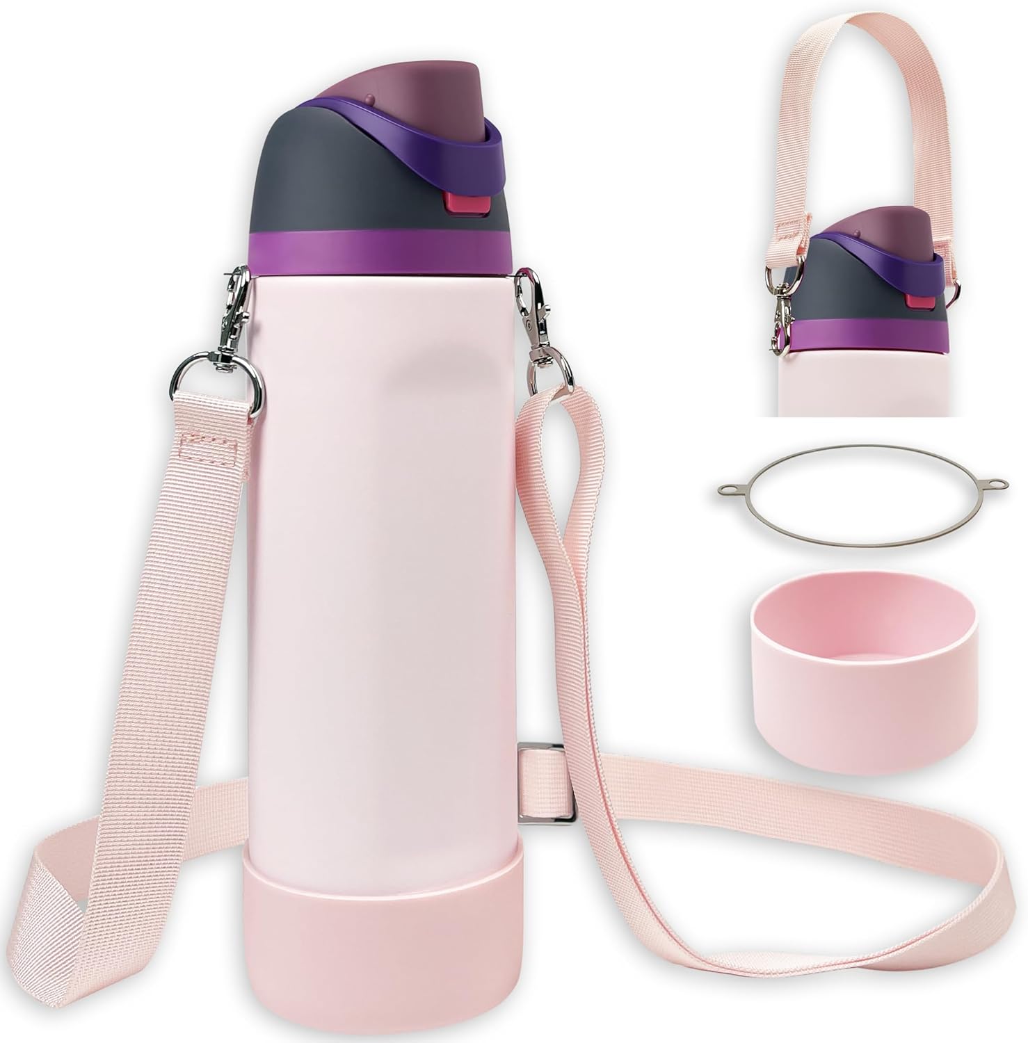 Silicone Boot Set for Owala Water Bottle 24 oz, 32 oz, 40 oz - Includes Non-Slip Sleeve, Shoulder Strap & Handle Strap, Perfect Owala Accessories, Fits Owala Tumbler, Owala FreeSip, Candy Coated