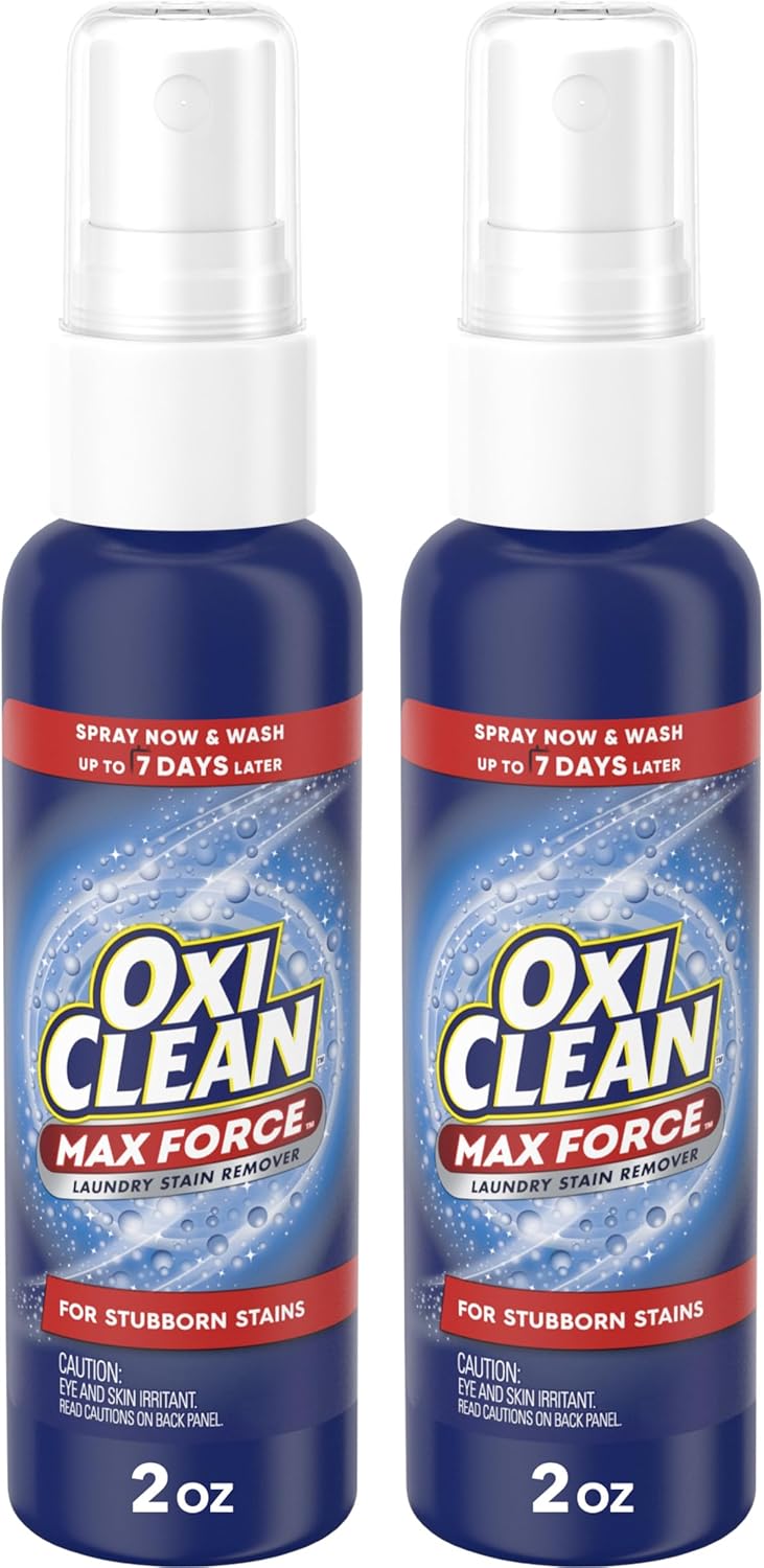 OxiClean Max Force Laundry Stain Remover Spray, Newborn & Baby Essentials, Travel & On-The-Go Stain Treater, 2 fl oz, 2PK