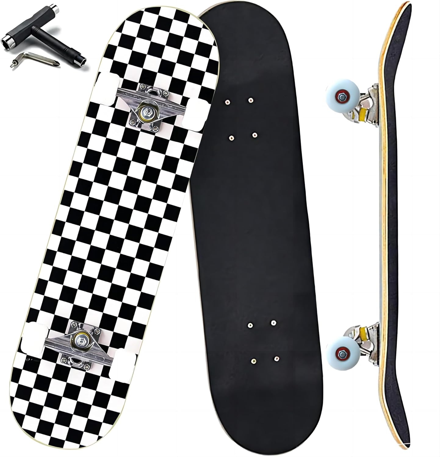 Pro Complete Skateboards for Beginners Girls Boys Kids Youths Teens Adults 31"x8" Skate Boards 7 Layers Canadian Maple Double Kick Deck Concave Longboard