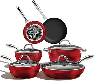 COOKSMARK 10Pc Ceramic Pots and Pans Set, Nonstick Kitchen Cookware Set,Induction Dishwasher Safe Oven Safe Suitable PTFE PFOA Free