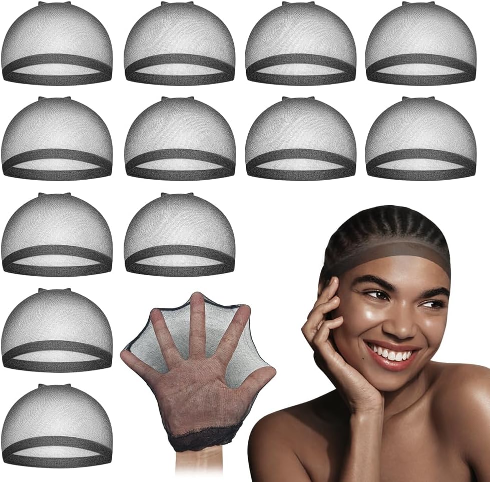 Dreamlover Invisible HD Wig Caps, Bald Cap Method, Black, 12 Pieces