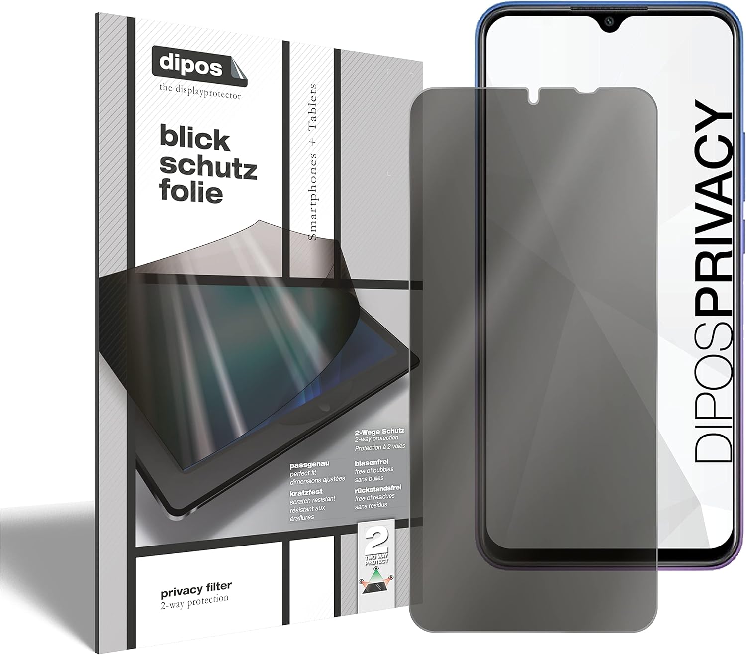 dipos I Privacy Filter compatible with Xiaomi Redmi 9 Prime Screen Protector Anti-Spy 2-Way Protection