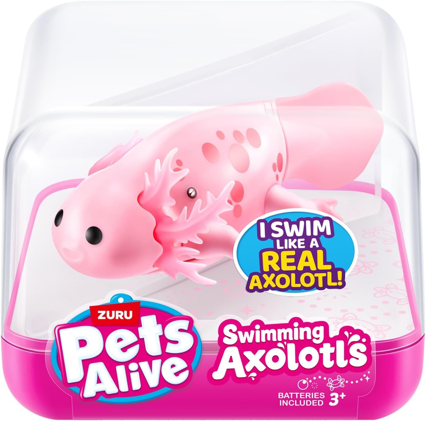 Pets Alive Swimming Axolotl - Pink - Dive Age 3+ Into An Enchanting World Of Underwater Fun With Pets Alive Swimming Axolotls! - Includes: 1 X Axolotl, 1 X Collector's Guide