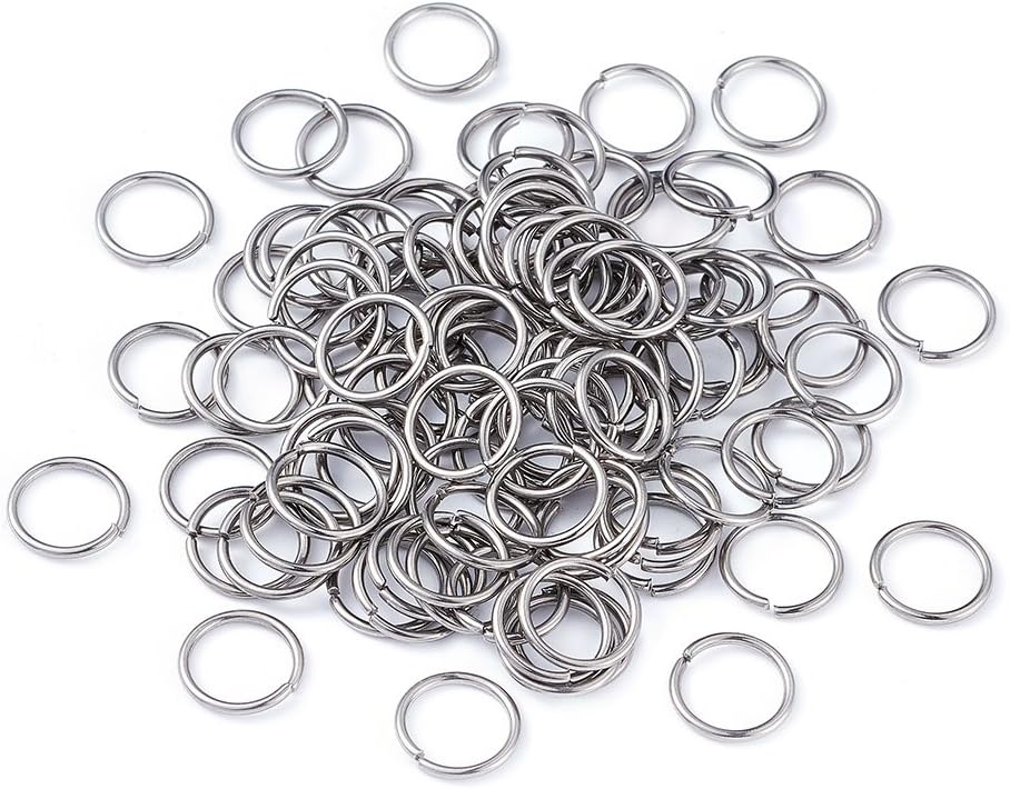 KISSITTY 2000pcs 10mm Stainless Steel Open Jump Rings Connectors 1mm Thick Chainmail Making Jewelry Findings
