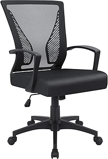 Furmax Office Chair Mid Back Swivel Lumbar Support Desk Chair, Computer Ergonomic Mesh Chair with Armrest (Black)