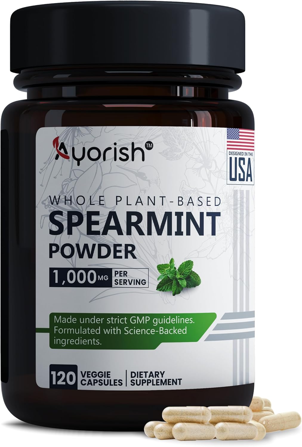 Spearmint Capsules - Spearmint Leaves for Gut Cleanse & Digestive Support - Mentha Spicata Supplement - Non GMO, Gluten Free - 120 Counts