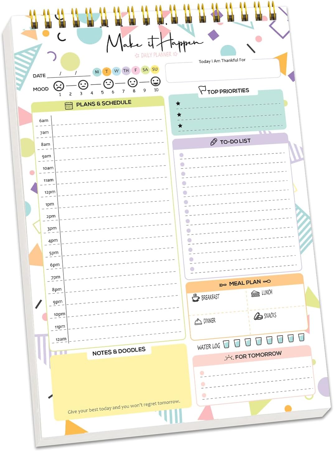 To Do List Pad, Undated Daily Planner Notepad 52 Tear off Sheets To Do List Notepad with Hourly Schedule Checklist for Work, Office, School Supplies