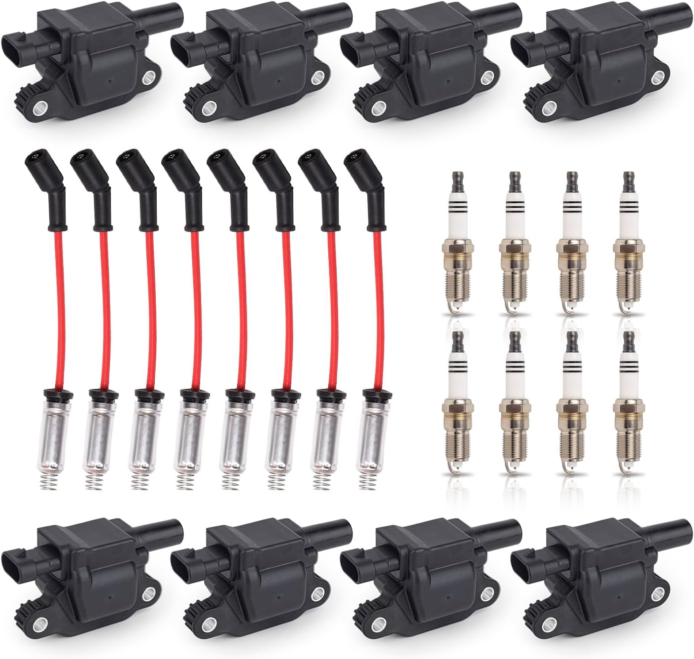ENA 8 Pack UF413 Ignition Coil 41962 Spark Plug and 48322R Wires Set for 5.3 6.0 6.2 Compatible with Buick Cadillac Chevrolet GMC Hummer Escalade Express Savana 2500 5.3L 6.2L 6.0L 4.8L for 12570616