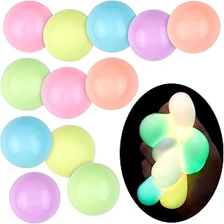 Expressions 12pc Value Pack - Squeeze Balls in Glow in The Dark Colors - Fidget Toy Stress Balls for Adults and Kids - Anxiety Relief Items to Squish, Squeeze, Throw and Stick Fidgets for Kids