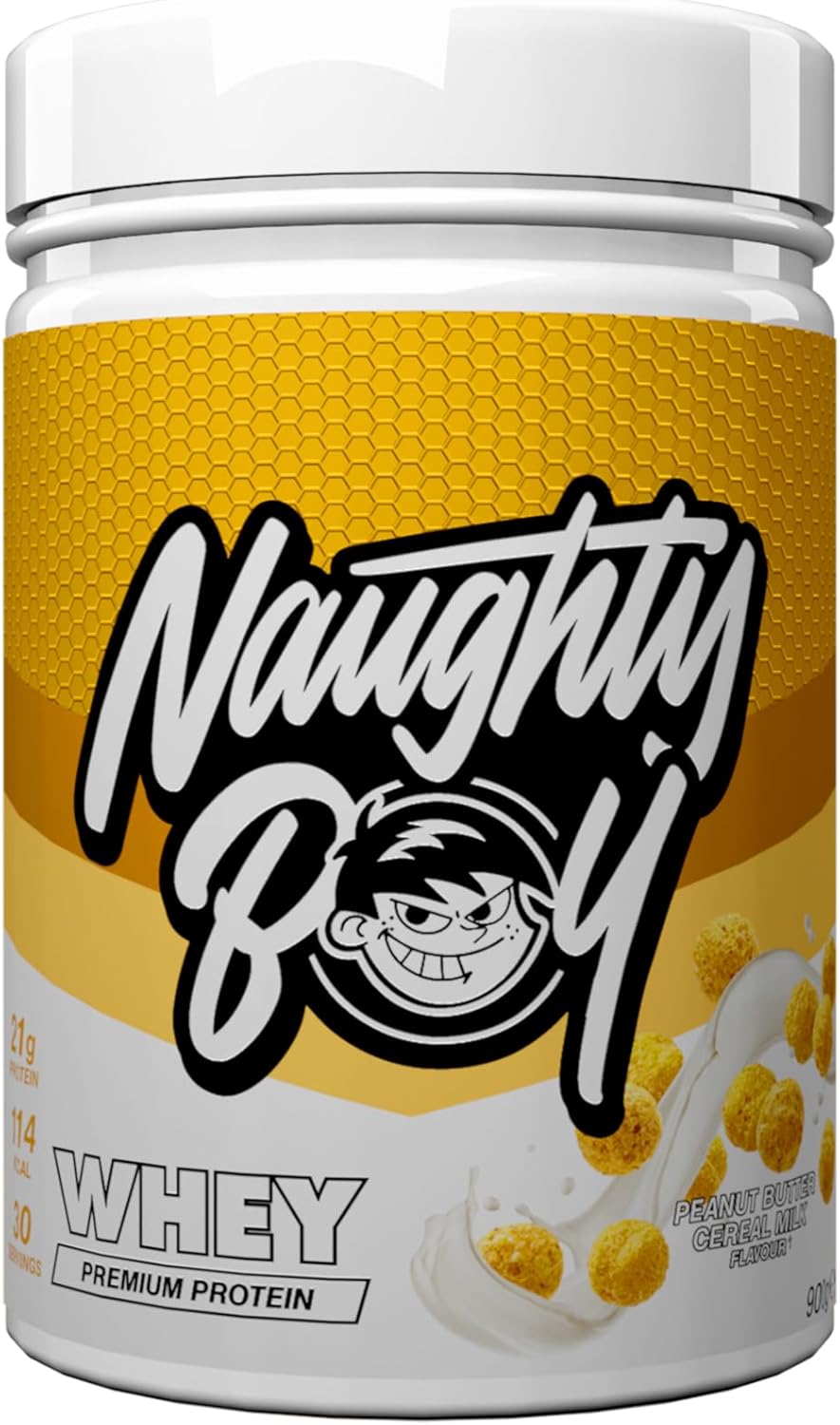 Naughty Boy Advanced 100% Whey Muscle Building & Recovery Protein Powder with Optimum Taste & Mixability for All Adults and Diets. (Peanut Butter Cereal Milk, 900 g)