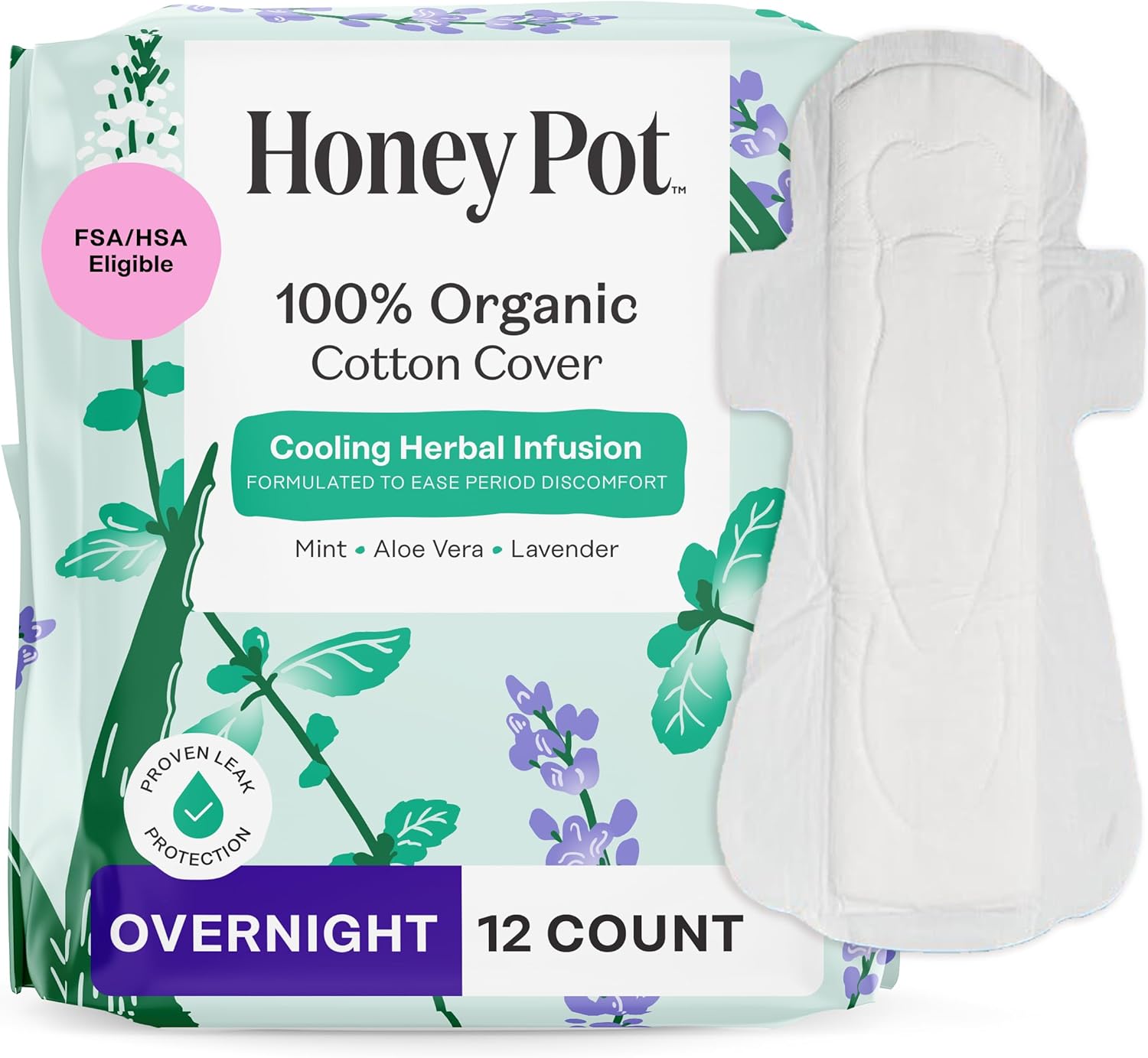 THE HONEY POT - Herbal Overnight Pads - 12 Count