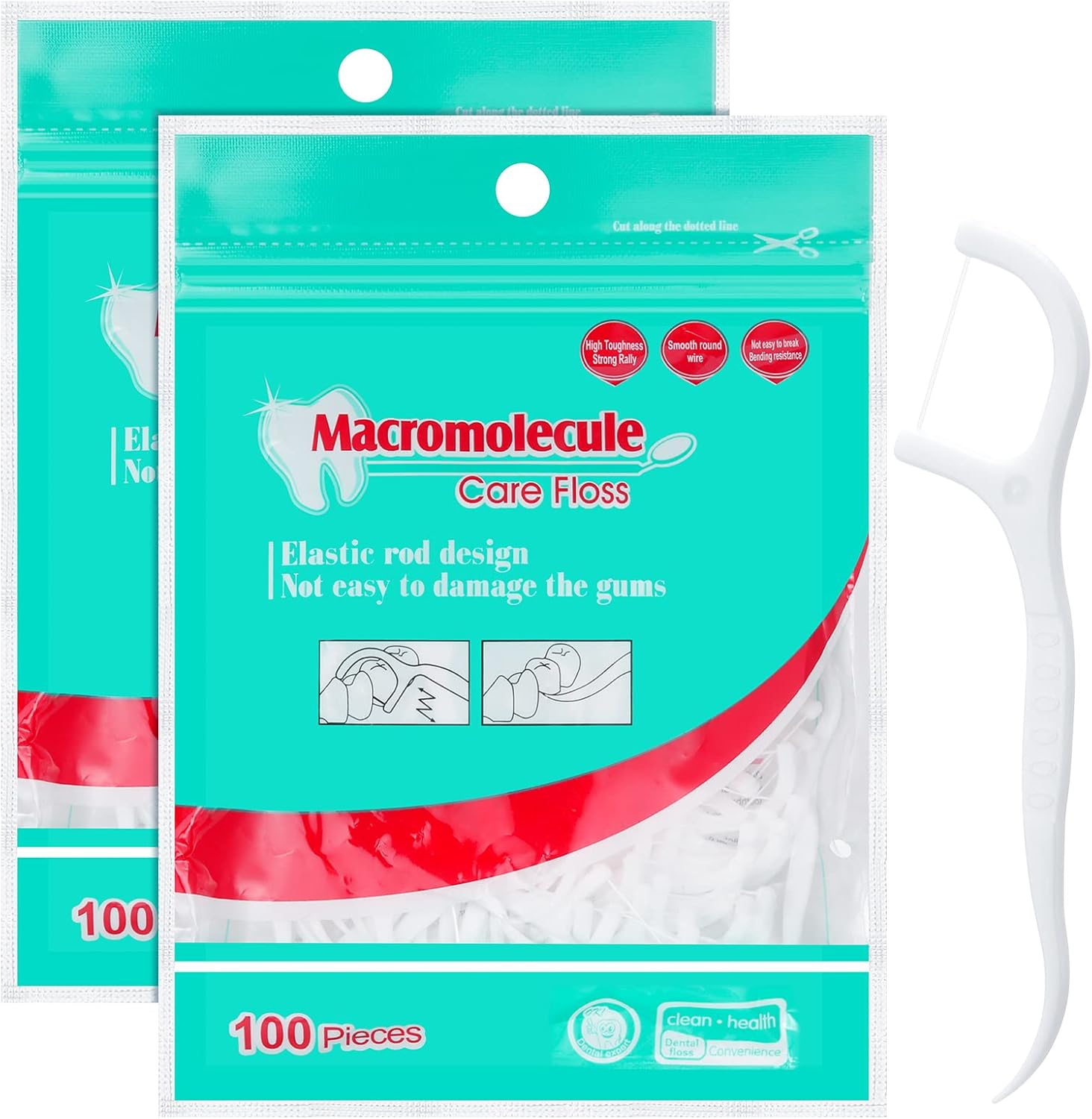 Smilcloud 200 Pcs Dental Floss Stick, Disposable Toothpicks Teeth Stick Floss Picks Tooth Picks Sticks Interdental Cleaning Tool for Travel Home Office Restaurant