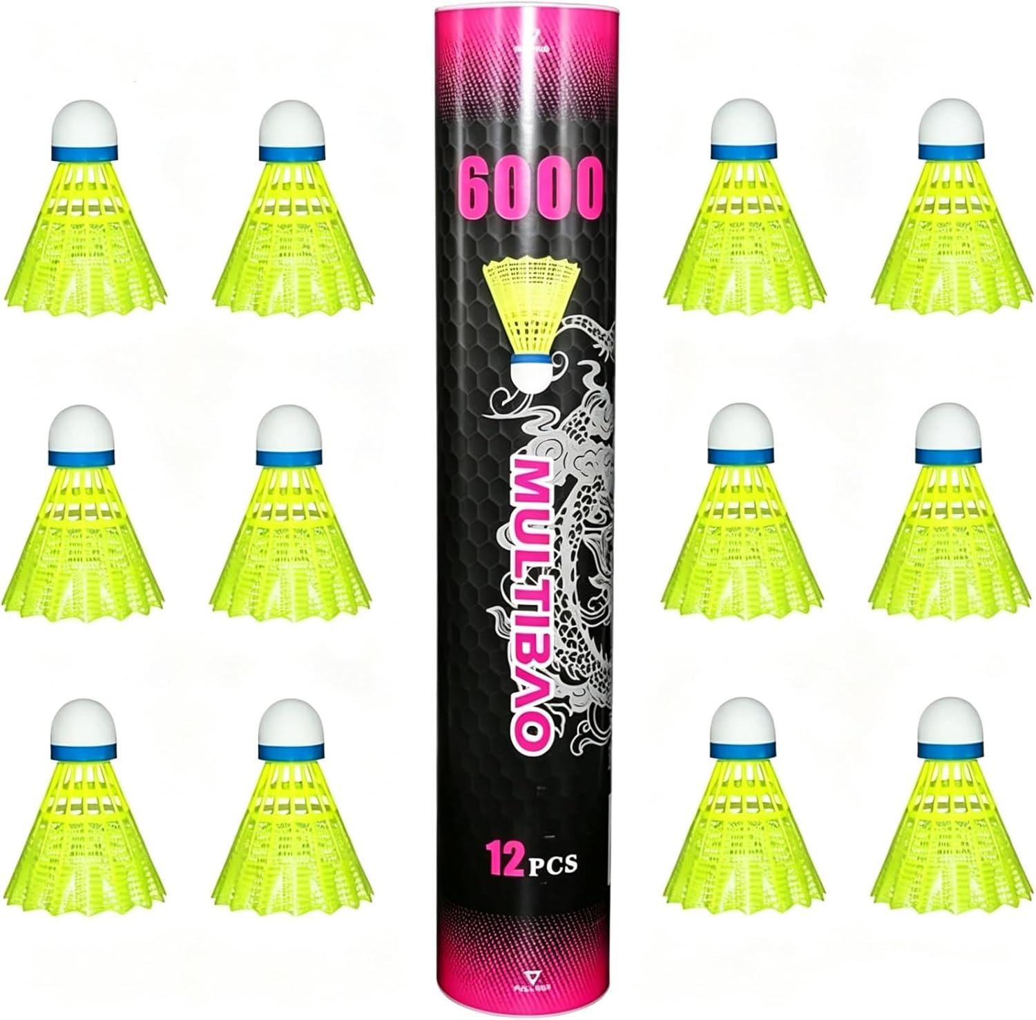 Multibao 12PCS Nylon Badminton Shuttlecocks Durable Windproof & High-Speed 77-79 For Indoor Outdoor Sports Activities Game Practice