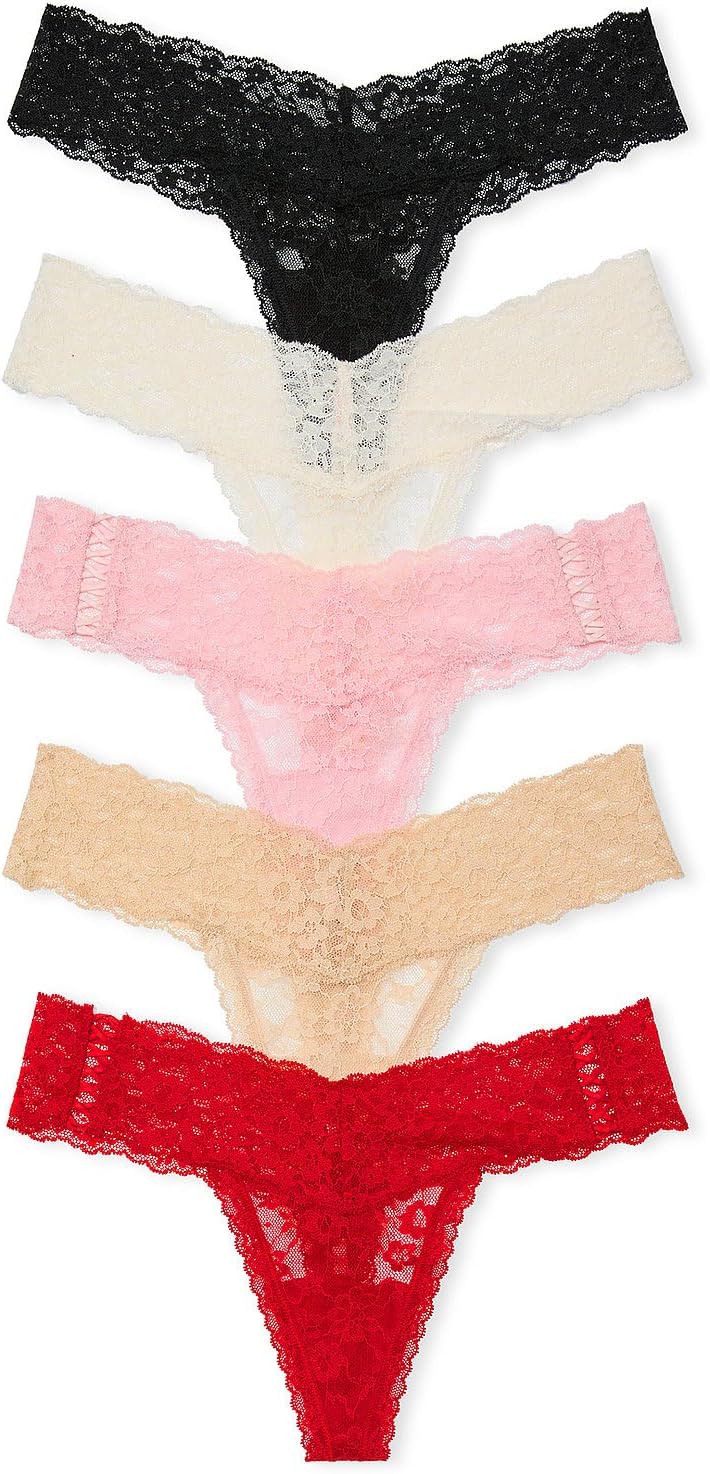 Victoria's Secret Women's Lace Thong Underwear, Panties for Women, Multi Pack (XS-XXL)