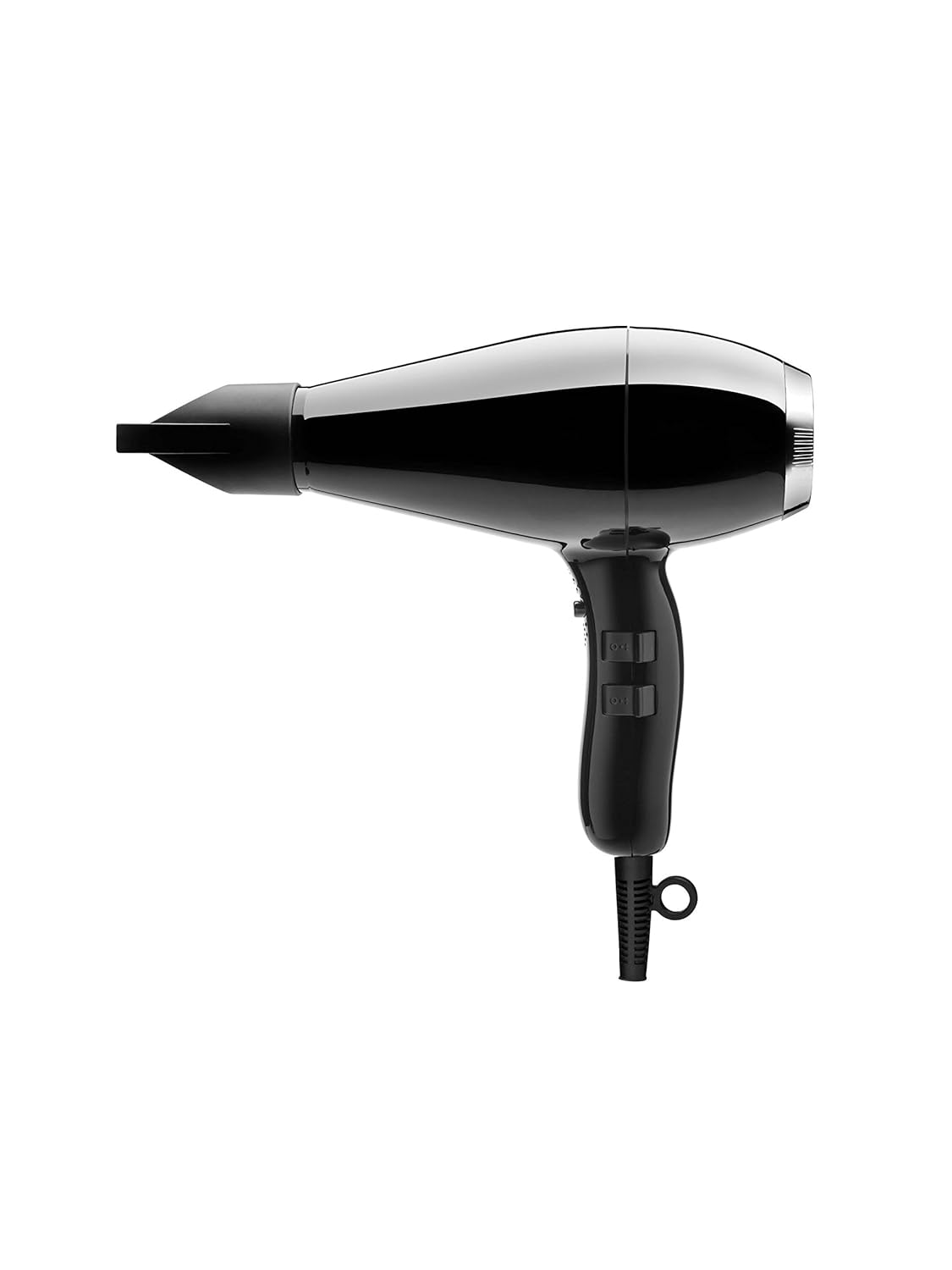 Elchim Milano Ceramic Hair Dryer Ultra Slim & Lightweight Salon Professional Blow Dryer and Ergonomic Design, Concentrator Included, Fast Drying, Quiet, Black/Silver, 2000 Watt