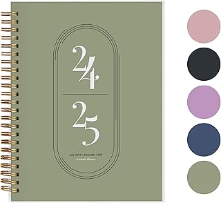 Rileys Planner 2024-2025 Academic Year, 18-Month Academic Weekly Planner - Academic Weekly & Monthly Agenda Planner, Flexible Cover, Notes Pages, Twin-Wire Binding (8 x 6 Inch, Green)