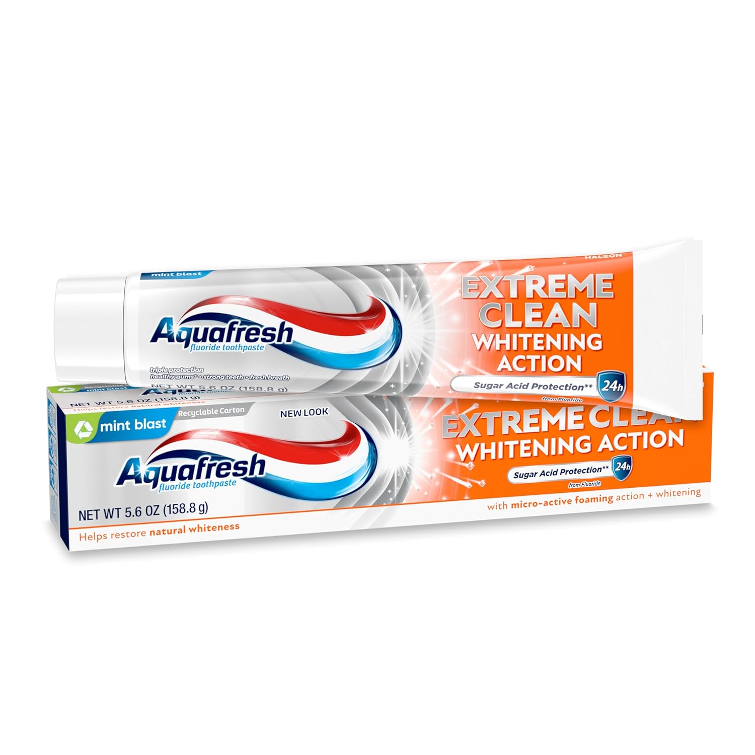 Aquafresh Extreme Clean Whitening Action Fluoride Toothpaste for Cavity Protection, Sugar Acid Protection, Mint Blast, 5.6 oz