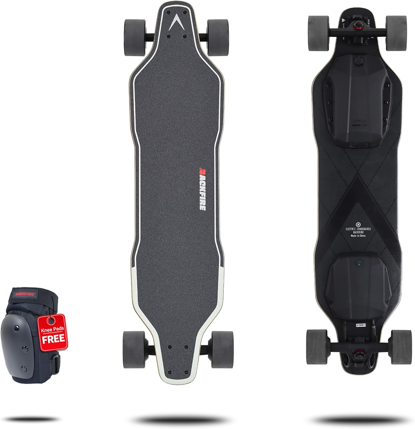 Backfire G2 Black Electric Longboard Skateboard with Protective Gear, Suitable for Adults & Teens Beginners, 5.2Ah/187Wh Battery, 11 to 12.5 Miles Range, 24 mph top Speed, 180 Days Warranty