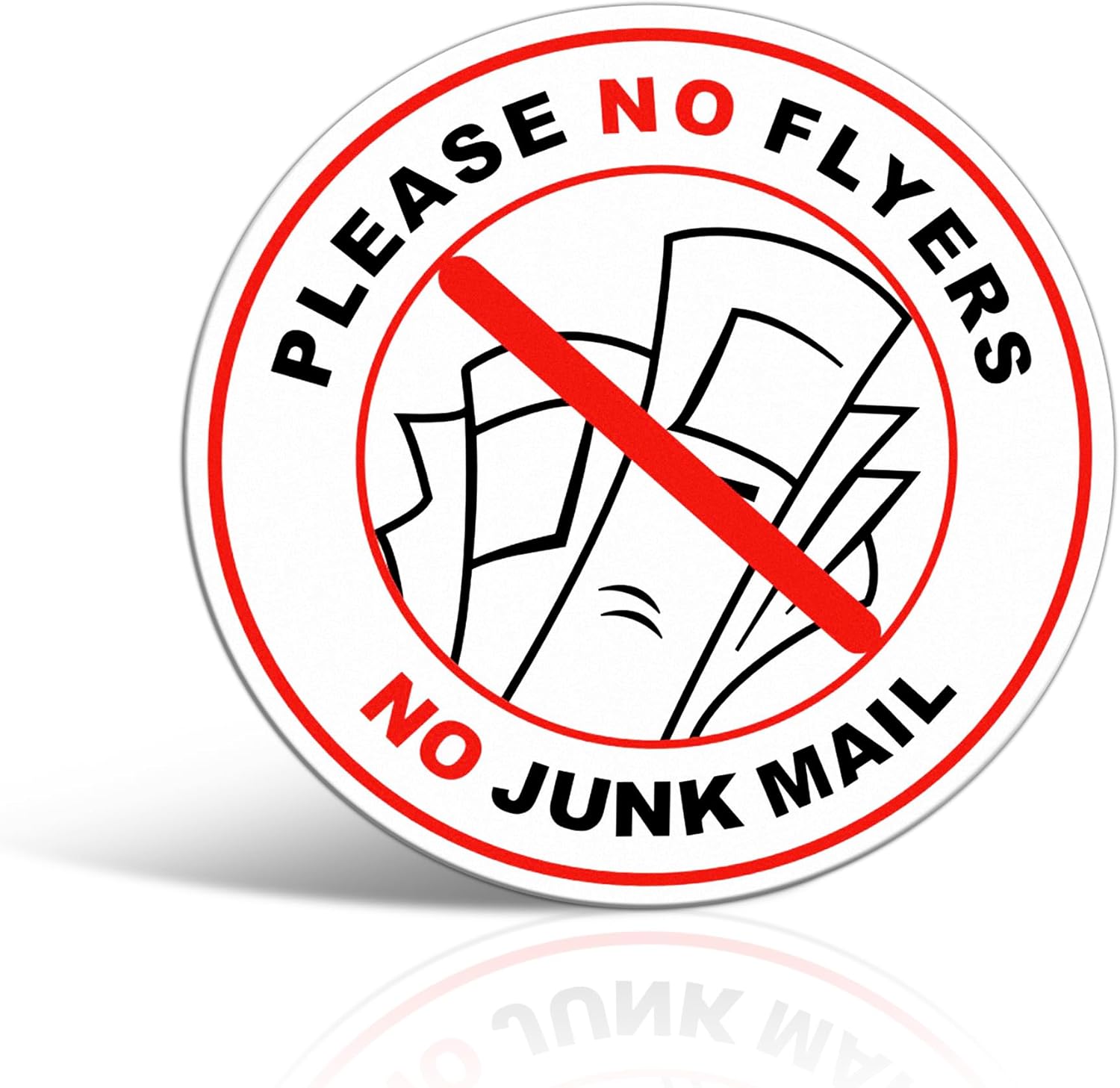 TAKULA No Flyers or Junk Mail Sign for Letter Box,10CM No Spam Letterbox Sticker,Disabled Stickers front Door,Suitable for Indoor and Outdoor Doors