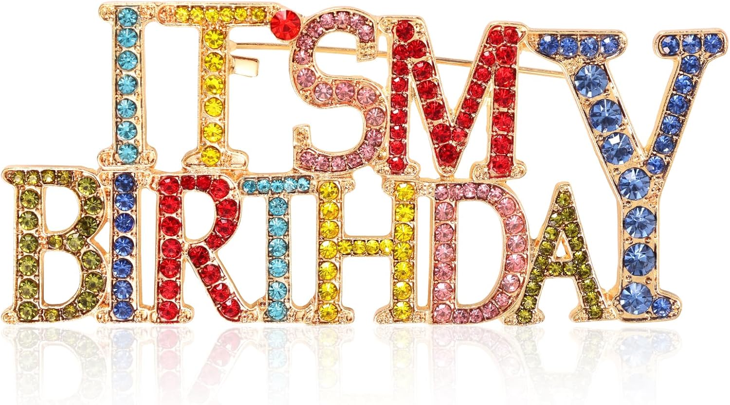 It's My Birthday Pin, Rhinestones Happy Birthday Brooch for Women Metal Shiny Lapel Badge Perfect for Celebrations Gifts Party Accessories